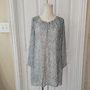 Mill Niobe Elegant Boho Floral Print Tunic Mini Dress